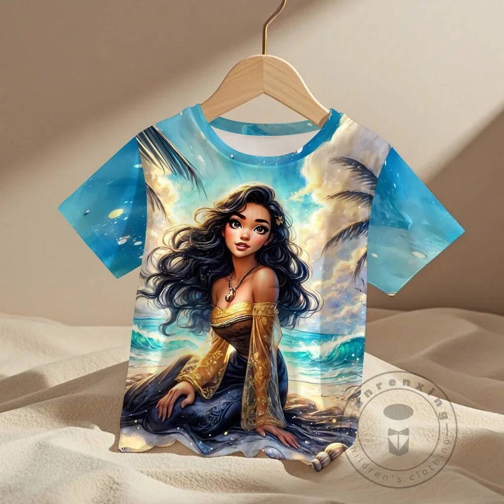 Mới Disney 's Moana Áo Thun Bé Trai Bé Gái Hoạt Hình Top Áo Thun Bé Trai Áo Thun Trẻ Em Mùa Hè Tay N