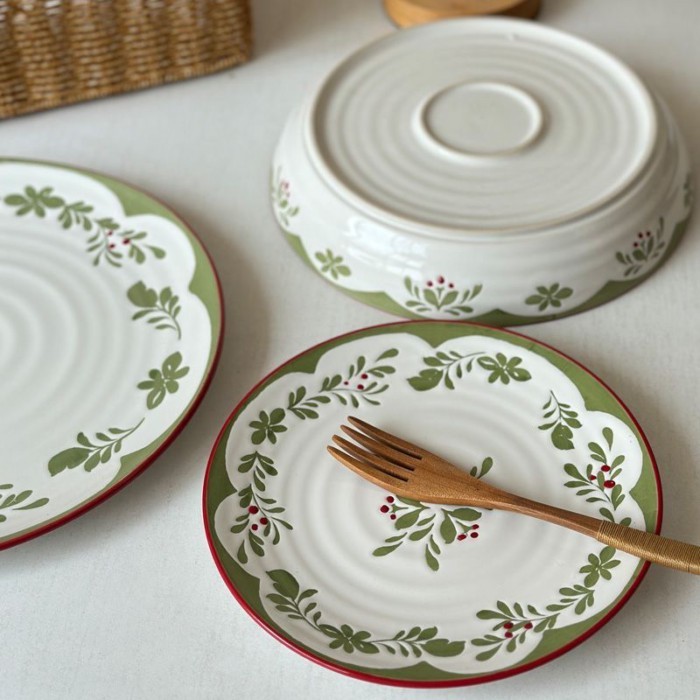 Đĩa gốm Sáng Tạo Nổi Pasta Đĩa Retro Dim Sum Đĩa Đĩa Tròn Đĩa