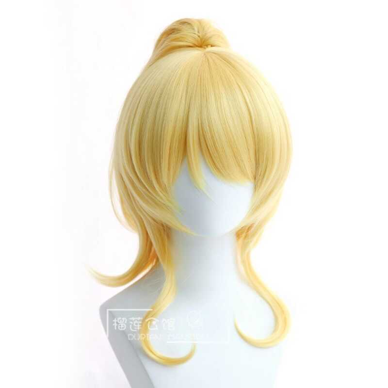 Tóc giả cosplay Ayase Eri LoveLive, màu vàng, kiểu đuôi ngựa