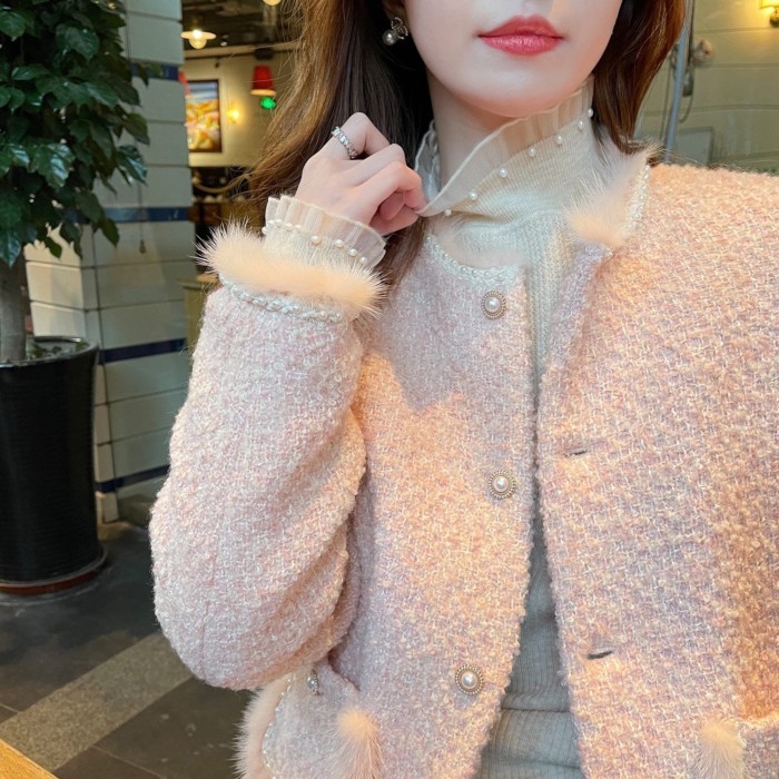 Xiaoxiang Ngọc Trai Ren Nửa Áo Len Cao Cổ Nữ Đáy Dệt Kim Slim Fit Dài Tay Nữ | BigBuy360 - bigbuy360.vn