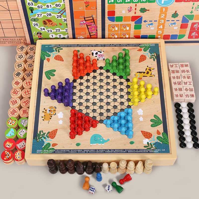 Trẻ Em Tất Cả Trong Một Checkers Ban Checkers Cờ Vua Bay Backgammon Trò Chơi Cờ Vua Học Sinh Tiểu Họ