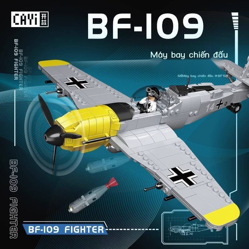 Mô đấu BF109 Đức trong Thế chiến II, đồ chơi lắp ráp mô hình máy bay P47 của Mỹ