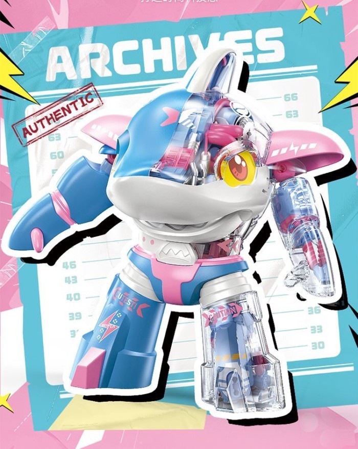 🤖HÀNG CÓ SẴN😍 Màu hồng và màu xanh phiên bản giới hạn Shark Chili Armor Xiaobao khối xây dựng mô hìn