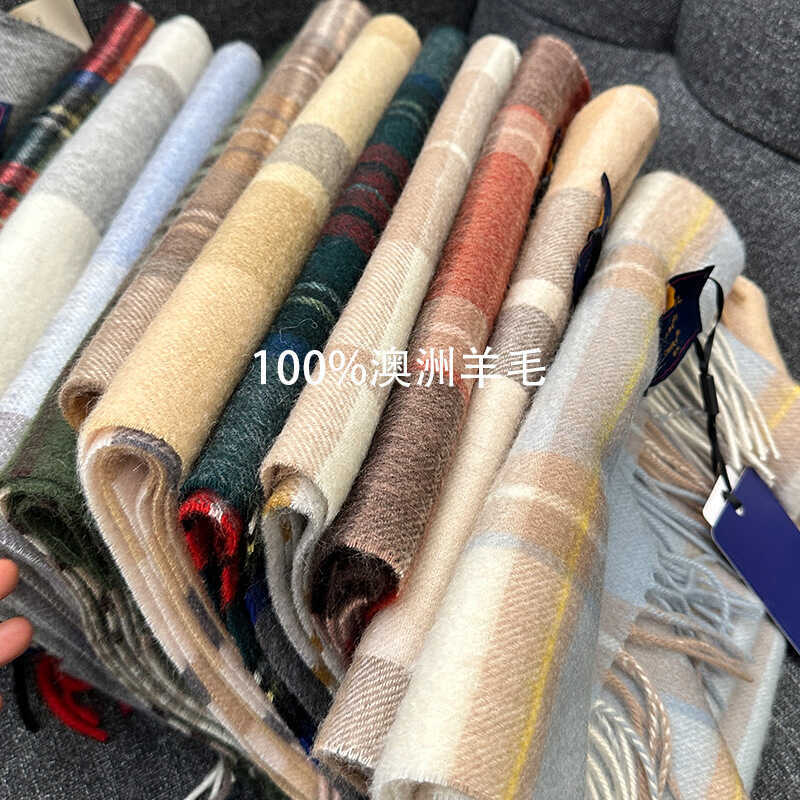 Cổ Điển Anh 1% Len Úc Kẻ Sọc Khăn Đỏ Unisex Cặp Đôi Yếm Mùa Đông Nữ Ấm Áp Nam