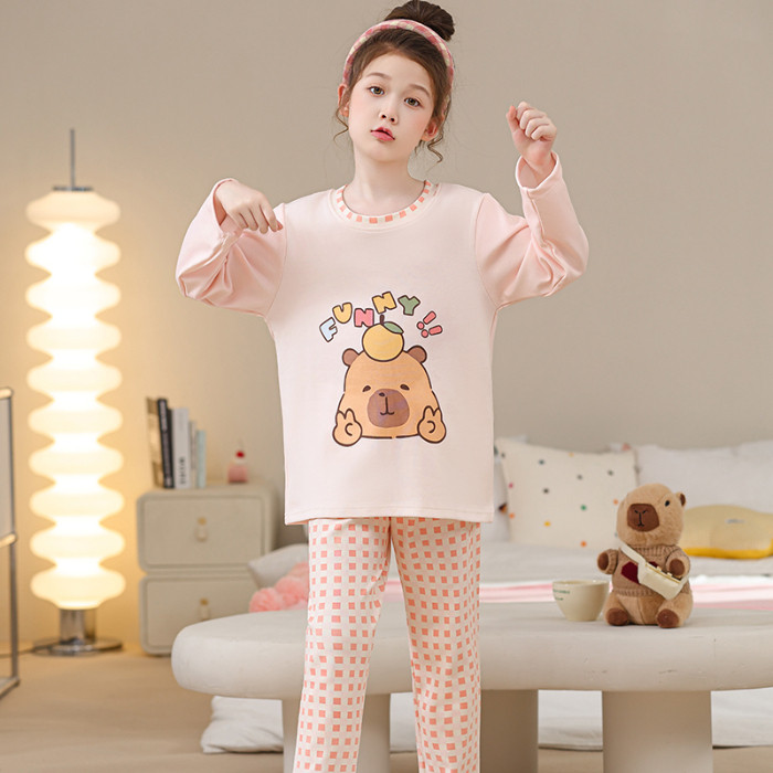 Japanese Fresh Style Cartoon Spring & Autumn Homewear Loose Fit for Older Kids