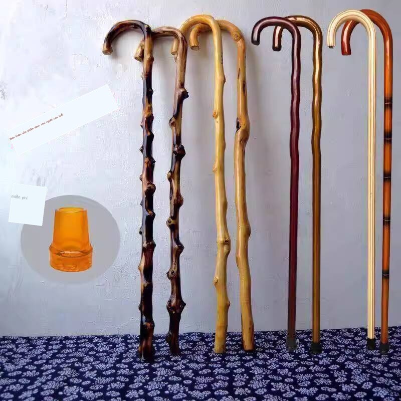 [GIÁ TỐT CHỌN MẪU] Gậy chống trượt bằng nguyên khối già, gỗ tích hợp mây, đi bộ ngoài trời, gậy mây