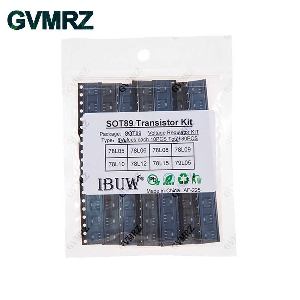 80 CHIẾC 8Values SOT89 Bộ Transistor (78L05 / 78L06 / 78L12, v.v.) Bộ điều chỉnh điện áp cho dự án n