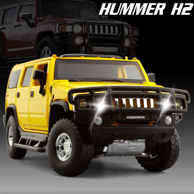 JKM1 / 32 28 Hummer H2 Hợp Kim Xe Ô Tô Mô Hình Địa Hình Xe Âm Thanh Ánh Sáng Đồ Chơi Ô Tô Sáu Mở Giả