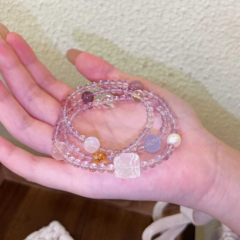 Vòng tay đá thạch anh tím tự nhiên Bolivia, handmade dành cho nữ