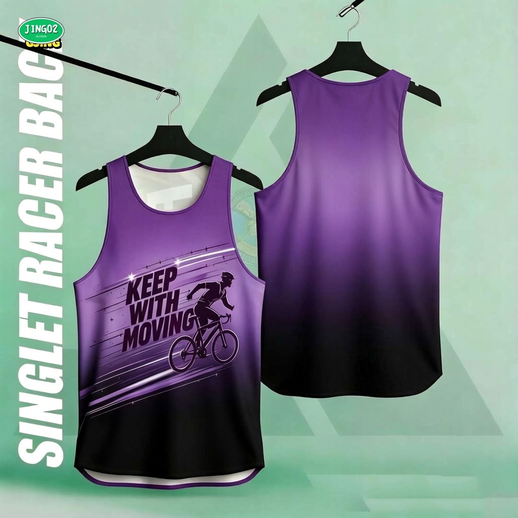 (J02) Keep Moving Purple Black Ombre Sport Tank