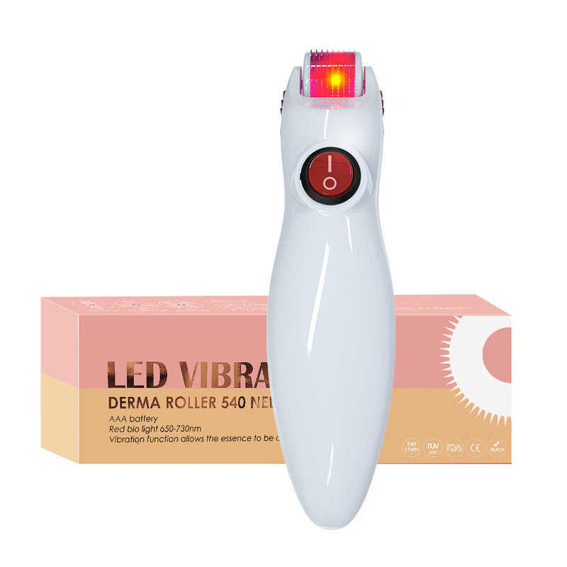 Dụng cụ con lăn điện cầm tay 540 Micro-Needle Đèn LED màu đỏ có chức năng rung Dụng cụ con lăn siêu 