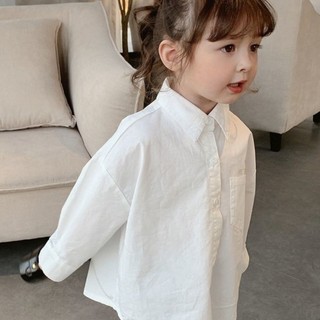 Nữ Quần Áo Mùa Xuân Mới Áo Sơ Mi Trắng Chữ Phong Cách Hàn Quốc Áo Sơ Mi Tay Dài Thời Trang Cho B