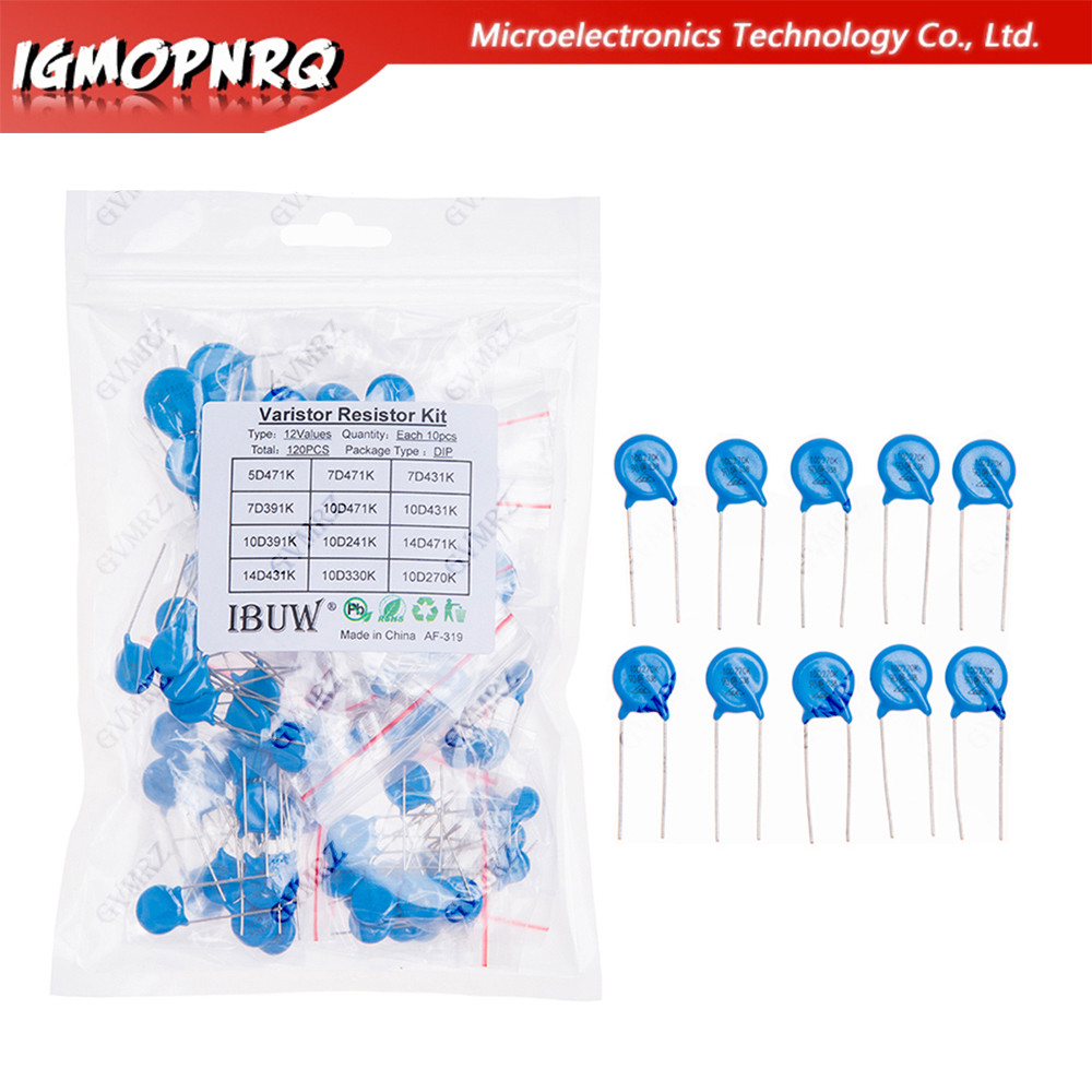 120 CÁI 12Values Bộ Điện Trở Biến Thể 5D471K 7D471K, v.v. Gói DIP cho các dự án chống sét