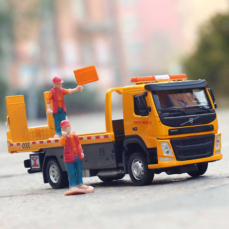 Caipo 1 / 50 Volvo Hợp Kim Trailer Đồ Chơi Đường Cứu Hộ Xe Cứu Hộ Kéo Lại Âm Thanh Ánh Sáng Đồ Chơi 