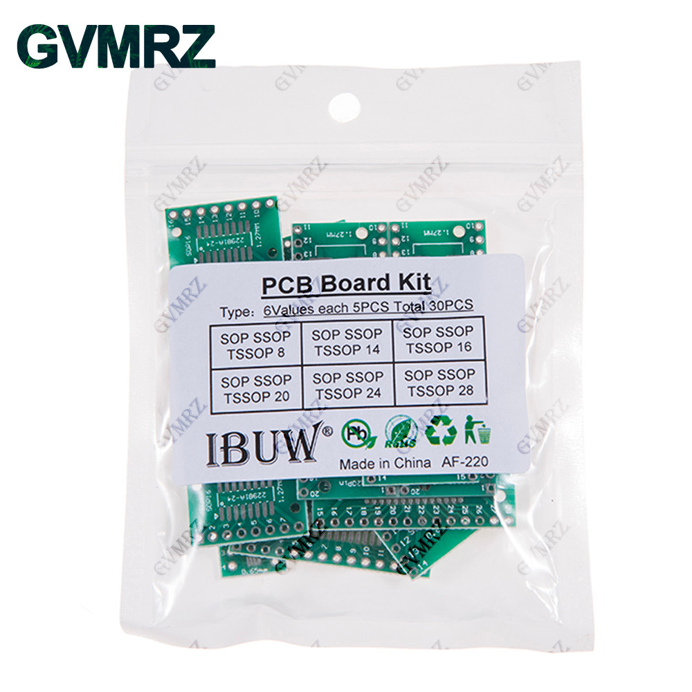 30 Chiếc 6Values SOP SSOP TSSOP PCB Adapter Board Kit Cho SOP8 / 14 / 16 / 20 / 24 / 28 IC Nguyên Mẫ