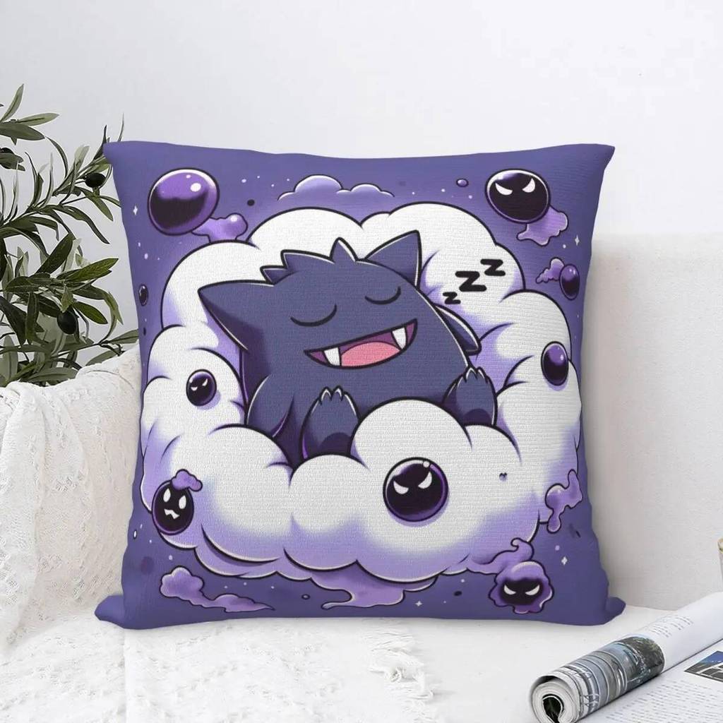 Anime Nhật Bản Pokemon Gengar Hoạt Hình Gối Mềm Vỏ Gối Đệm Dễ Thương Vui Vẻ Vỏ Gối Cho Sofa Trang Tr