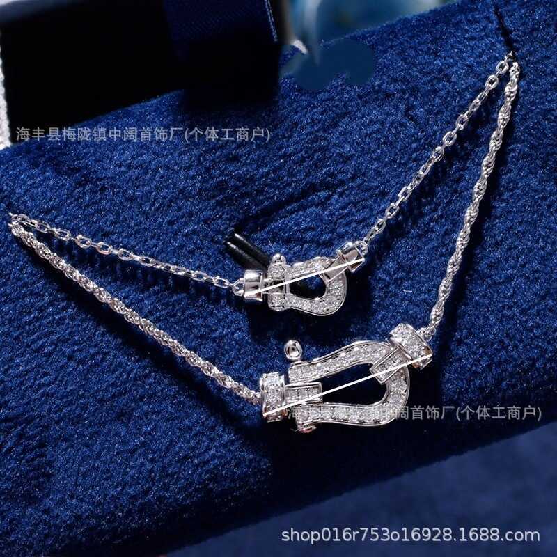 Feijia Vòng Cổ Móng Ngựa Khóa Dài Kim Cương Dày, Dây Xích Xoắn Mạ 18K Hoa Hồng Vàng