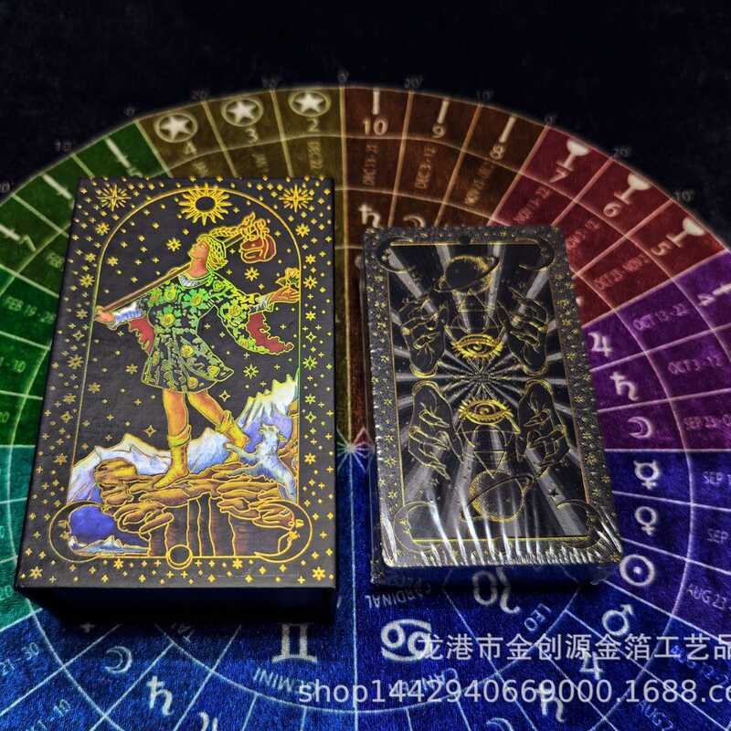 Lá Vàng Tarot Thẻ Full Bộ In Màu Thẻ Tarot Nhựa PVC Chống Thấm Nước Tarot Card Board Game Carlo Card