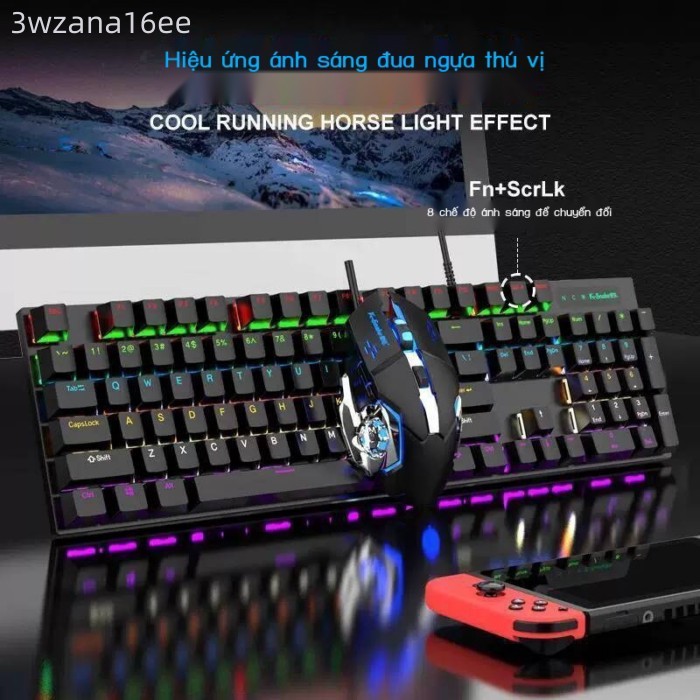 [Siêu Sale] Bộ cơ KM600 Blue Switch dây dành cho chơi game trên máy tính, bàn phím và chuột có đèn