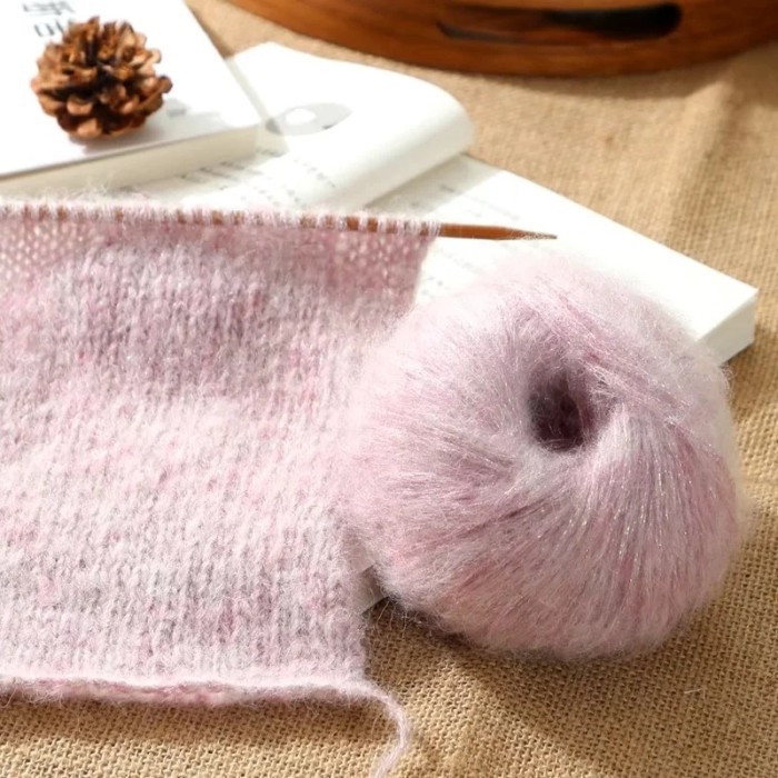 Mohair Len Áo Len Khăn Áo Khoác Tay Len Bóng Lấp Lánh Mohair