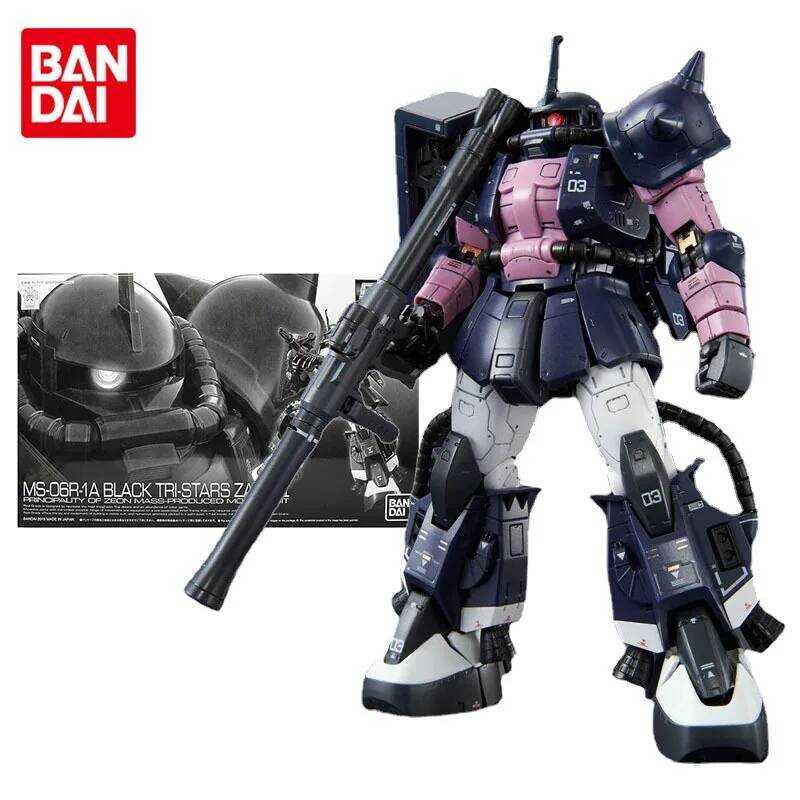 Bộ Gundam Bandai, mô hình RG MS-06R-1A Black Tri-Stars Zaku 2 Gunpla, đồ chơi nhân vật hành động ani