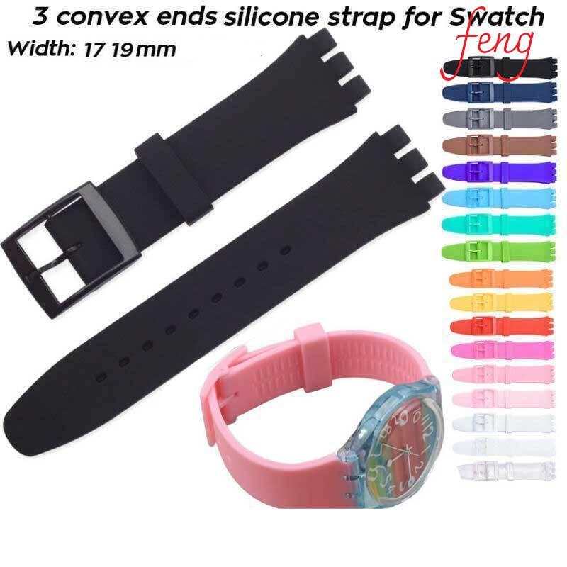 Dây đeo silicon thể thao Unisex Dây đeo đồng hồ cổ điển cho Swatch Jelly Skin 19mm 17mm