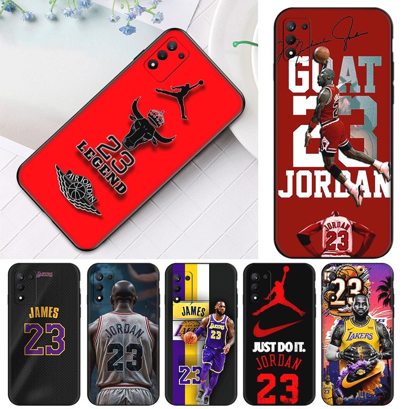 NBA Jordan 23 cho Realme 3 5 6 7 8 Pro 5i 5s Q 6i 7i Vỏ Điện Thoại TPU Mềm Bảo Vệ