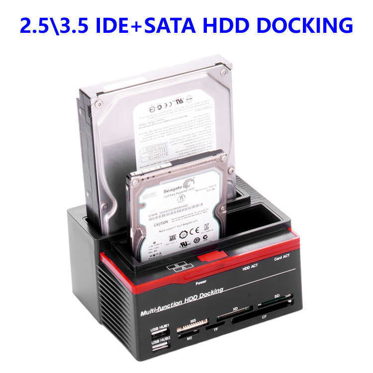 Base Mobile Box Dual-Slot 2.5 & 3.5 "IDE & SATA Dual-Sử dụng + Đọc thẻ + HDD hub