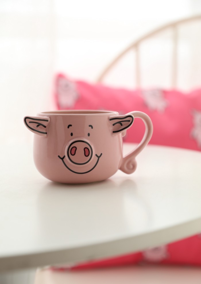 Masha Pig Pig Cup Hồng Tender Pesi Pig Gốm Cà Phê Treo Tai Cốc Cặp Đôi Cốc
