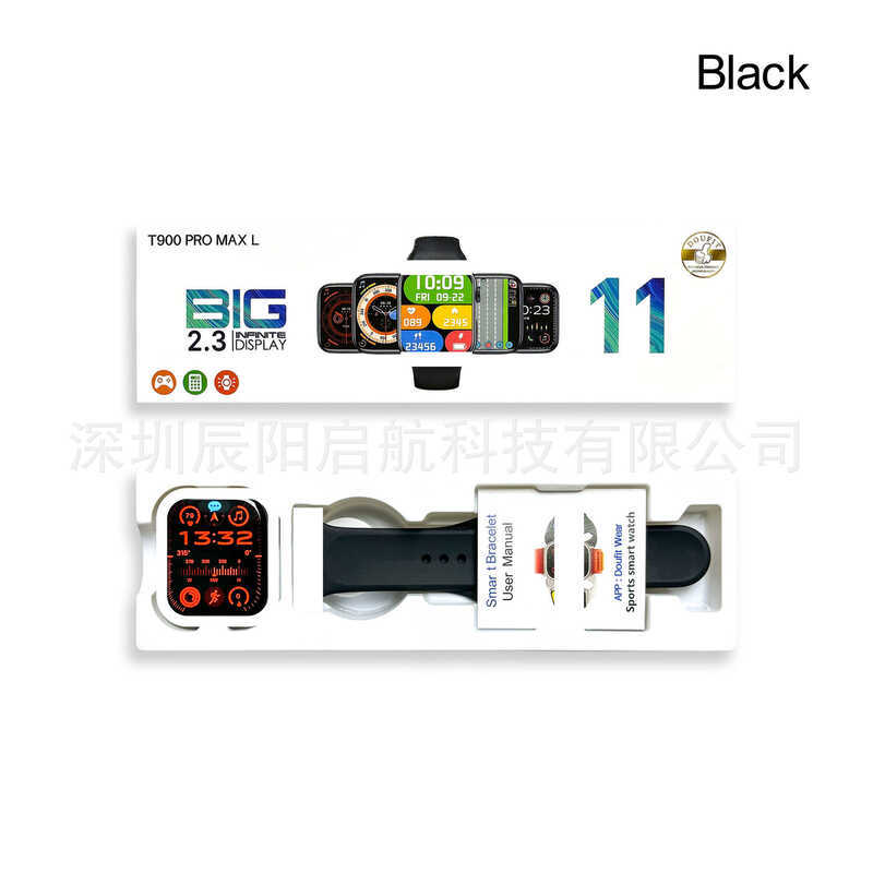 Đồng hồ thông minh T900 PRO MAX L - Huaqiangbei, Bluetooth, sạc không dây, màu đen, dành cho người y