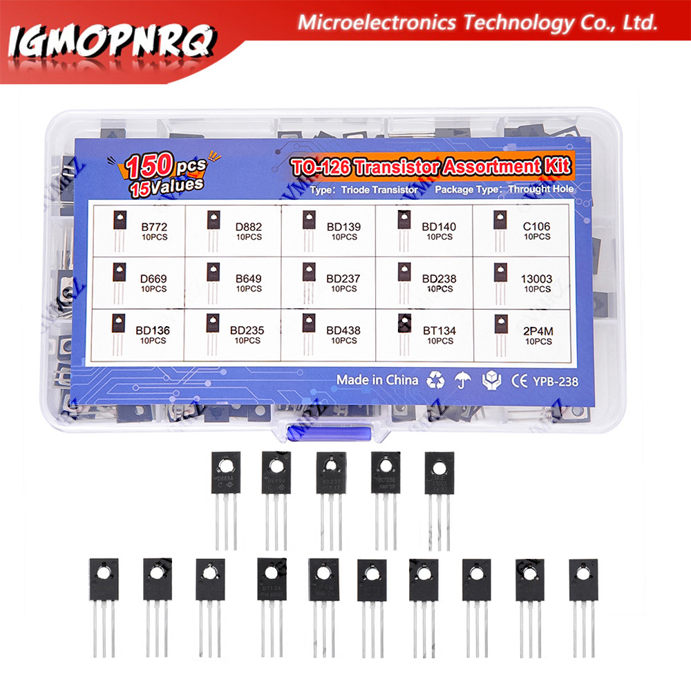 150 CHIẾC TO-126 Transistor Assortment Kit Pack B772 D882 BD139 BD140 C106 D669 B649 D237 D238 13003