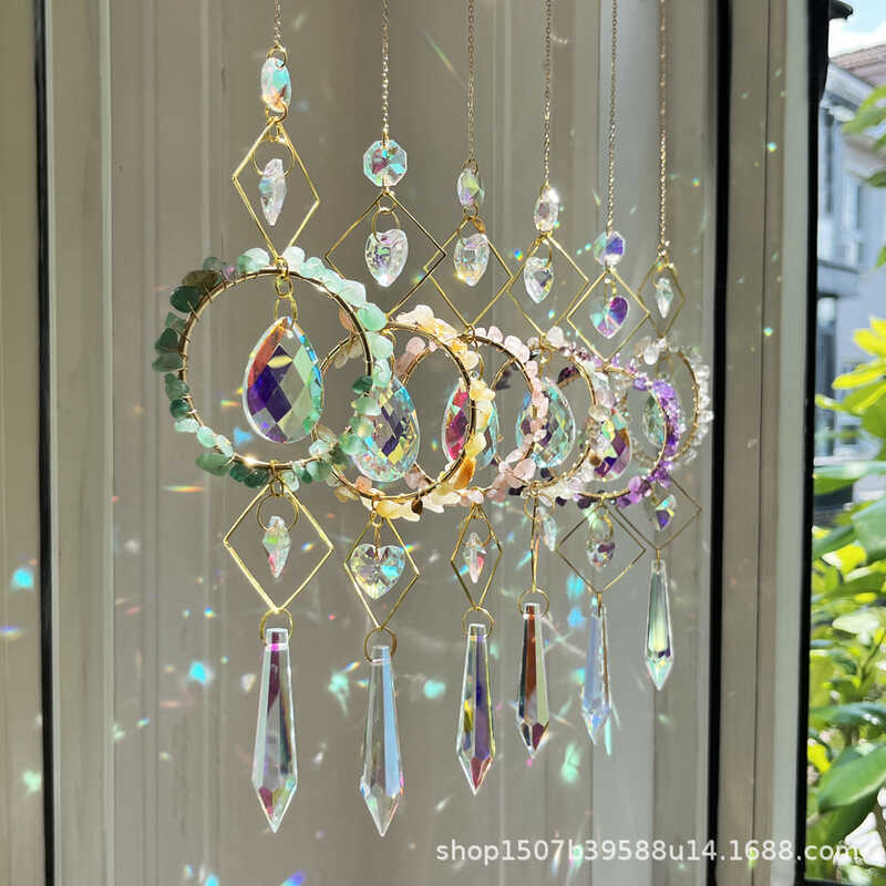 Satcher Sun Catcher Light Shadow Chuông gió Mặt dây chuyền Sỏi tự nhiên Crystal Sun Catcher