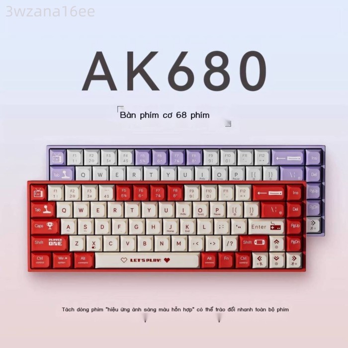 [Mẫu mới] Bàn phím cơ Black Knight AK680 có dây, hỗ trợ thay nóng, 68 phím, dành cho chơi game trên