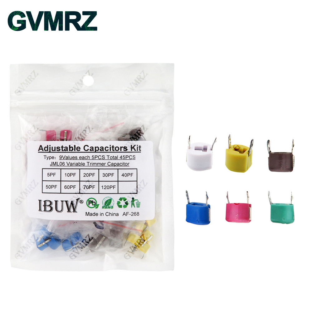 45 Bộ tụ điện tông đơ có thể điều chỉnh 9Values JML06 (5PF-120PF) cho các dự án tự làm điện tử điều 