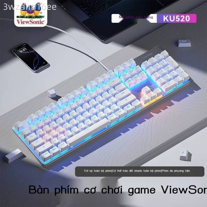 [HOT 2026] Bộ bàn chuột cơ ViewSonic KU520, Switch Blue/Black có thể thay nóng, Bàn phím chơi game