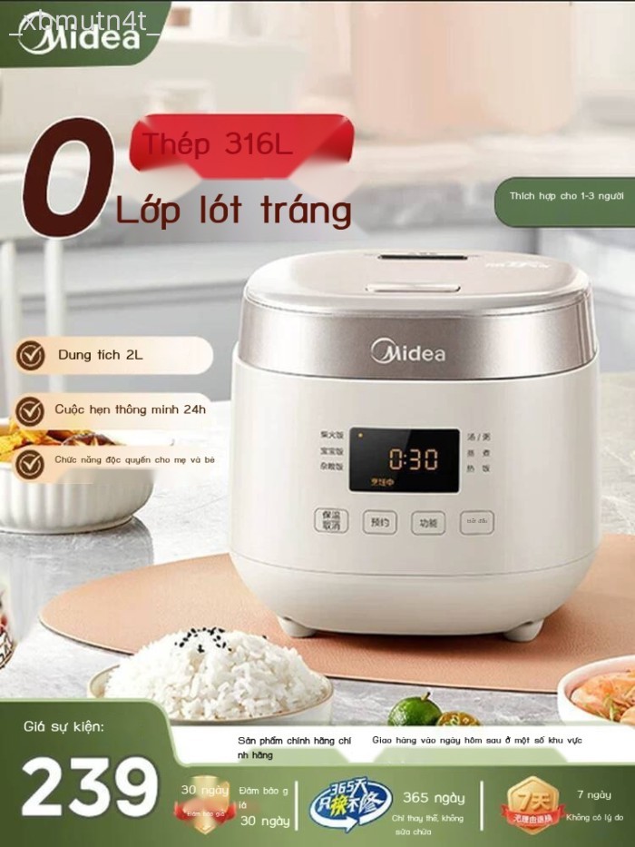 [ HOT Sale ] Nồi cơm điện Midea 2 lít lớp phủ, thép không gỉ 316L, thiết bị gia dụng đa chức năng n