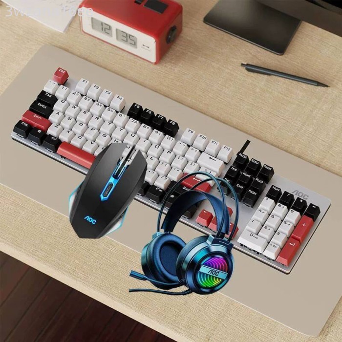 [ 𝐇𝐎𝐓 𝐃𝐄𝐀𝐋] Bộ phím cơ có dây, chuột tai nghe AOC GK410, bộ ba món dành cho chơi game trên m