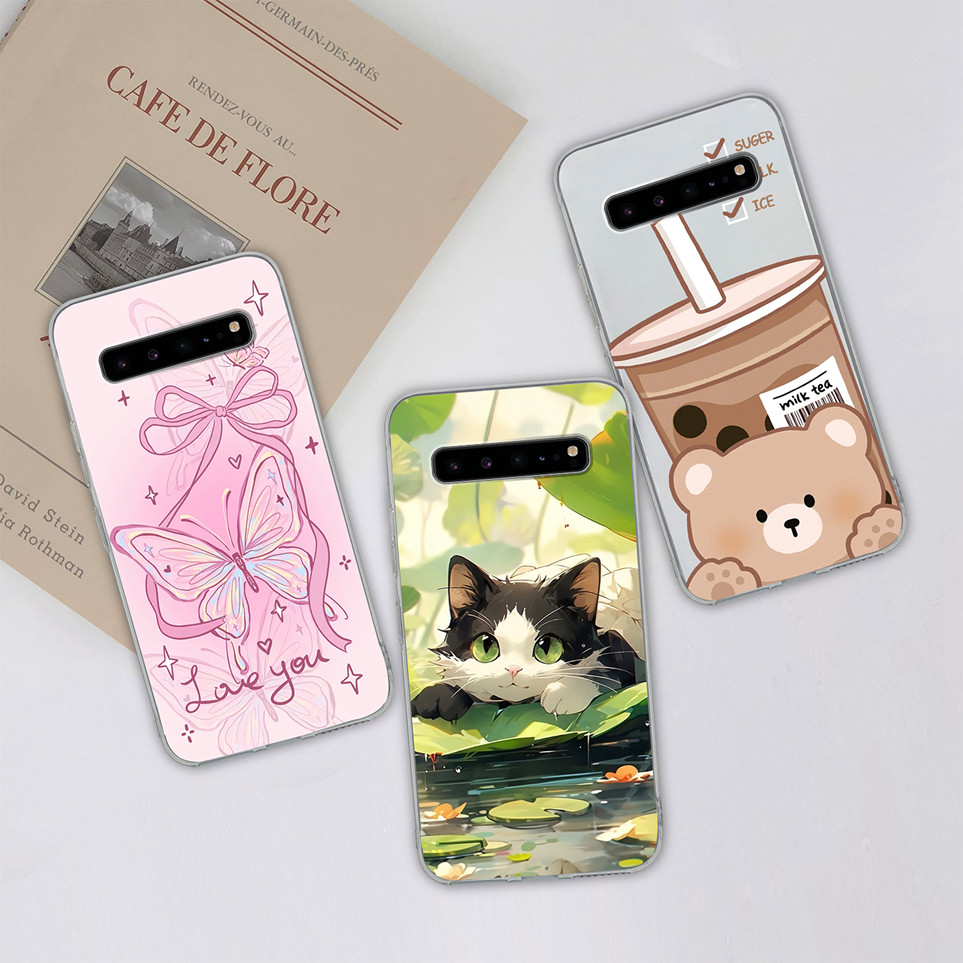 Dành Cho Samsung Galaxy S10 S10 + Ốp lưng Màu Hồng Phổ Biến Nơ Vỏ TPU Trong Suốt Mềm Bảo Vệ Cho S10 