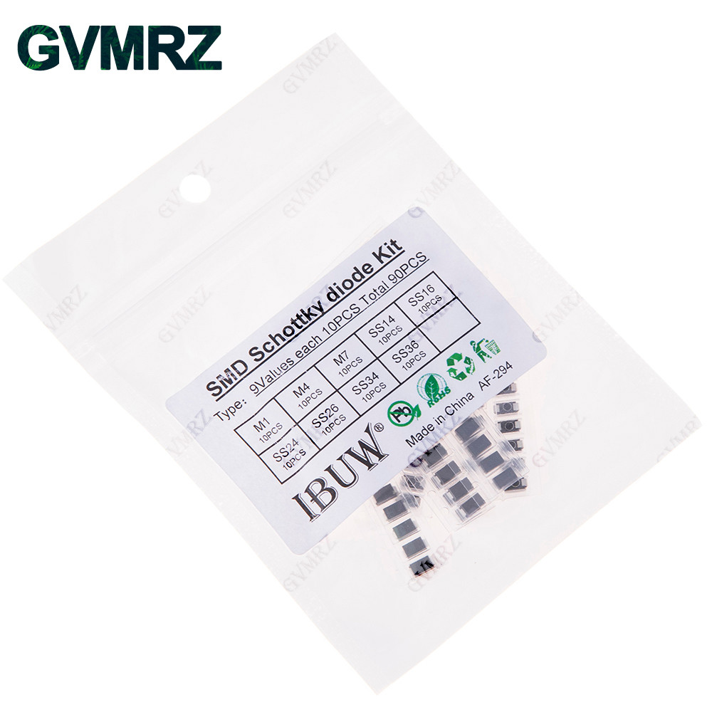 90 Chiếc 9Values SMD Schottky Diode Kit M1 M4 M7 SS14 SS16 SS24 SS26 SS34 SS36 Cho Các Dự Án Chỉnh L