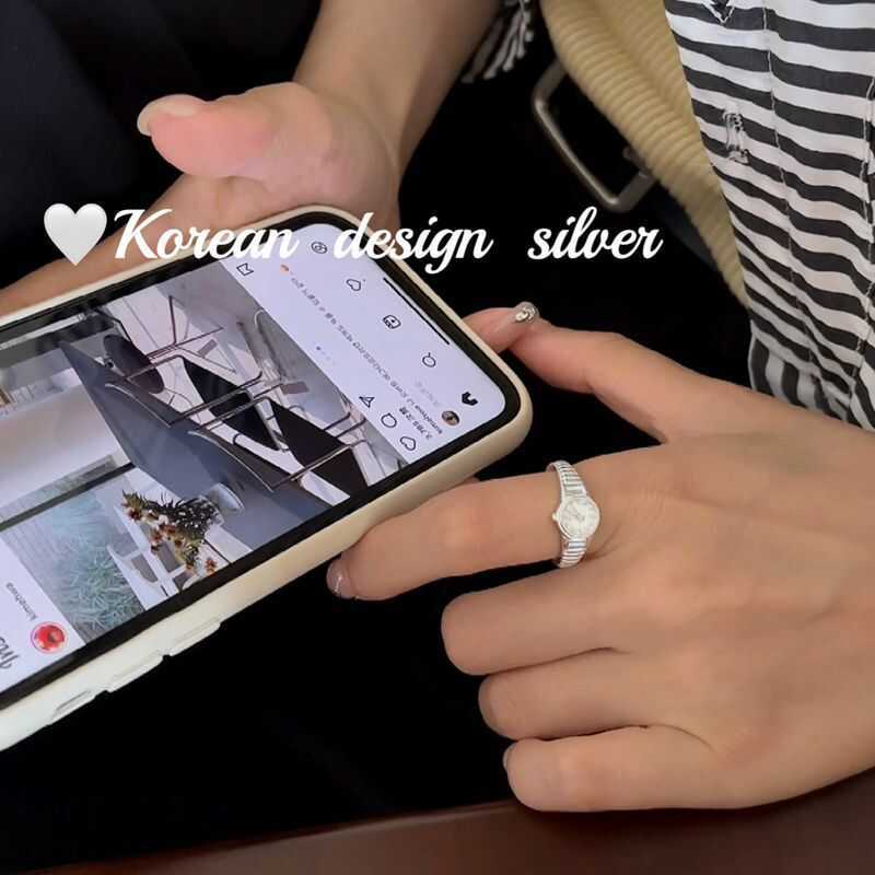 Nhẫn đồng hồ bạc 925 phong cách Hàn Quốc dành cho bé gái