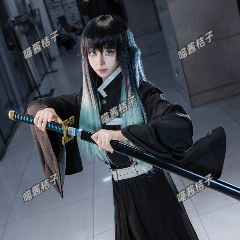 Tokito Muichiro và Kasumi Cosplay - Trang Phục Demon Slayer với Kimono Two-Tone, Phụ Kiện Tóc Giả và
