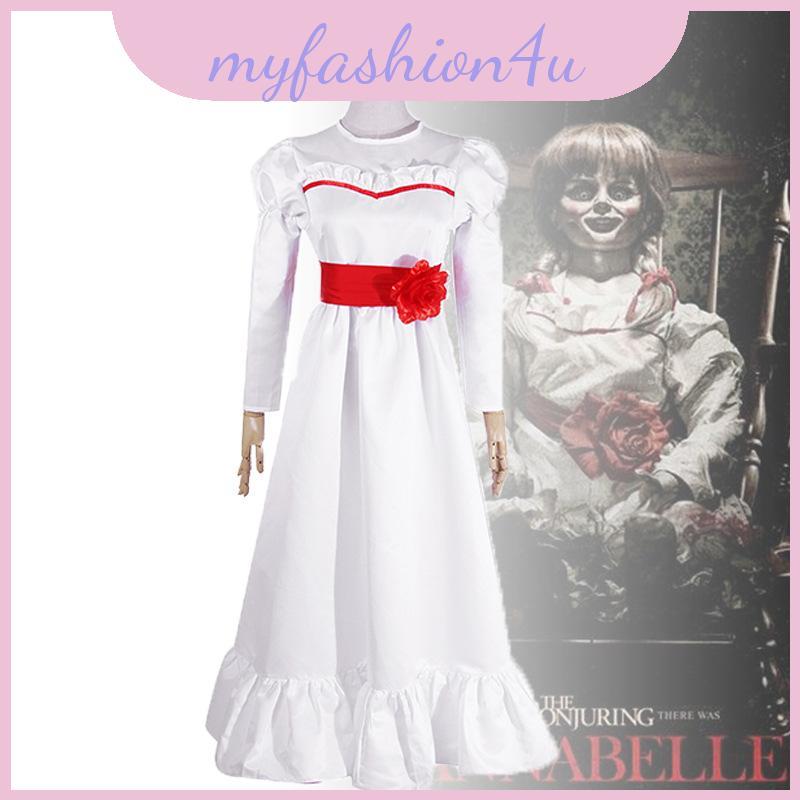 Kinh Dị Whimsical Búp Bê Annabelle Váy Trắng Đẹp Lạ Mắt Sự Kiện Halloween Cho