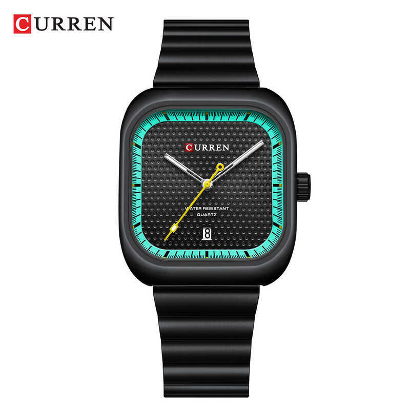 CURREN / CURREN 8460 Unisex Vuông Cặp Đôi Đồng Hồ Lưới Dây Đeo Mặt Số Nhỏ Chống Thấm Nước
