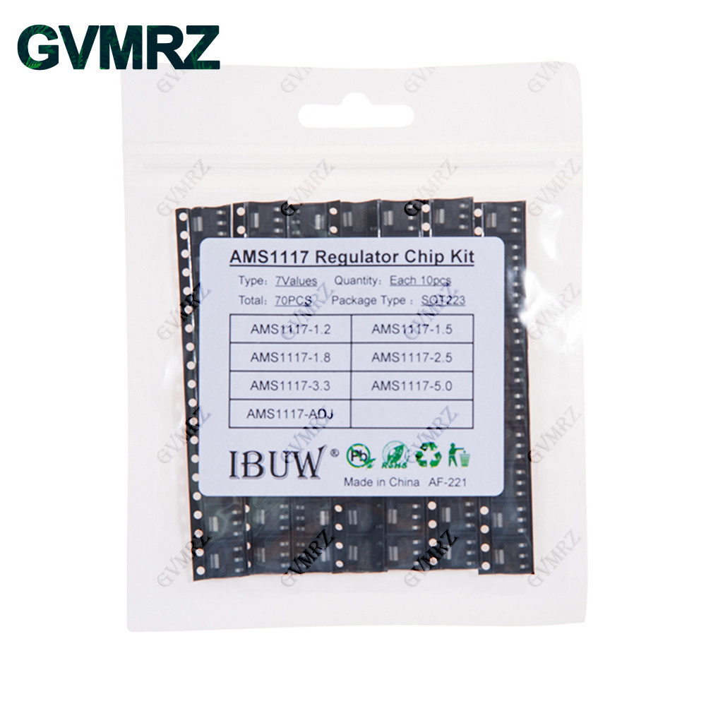 Bộ Chip điều chỉnh 7Values AMS1117 SOT223 (1.2 / 1.5 / 1.8 / 2.5 / 3.3 / 5.0 / ADJ) cho dự án nguồn 
