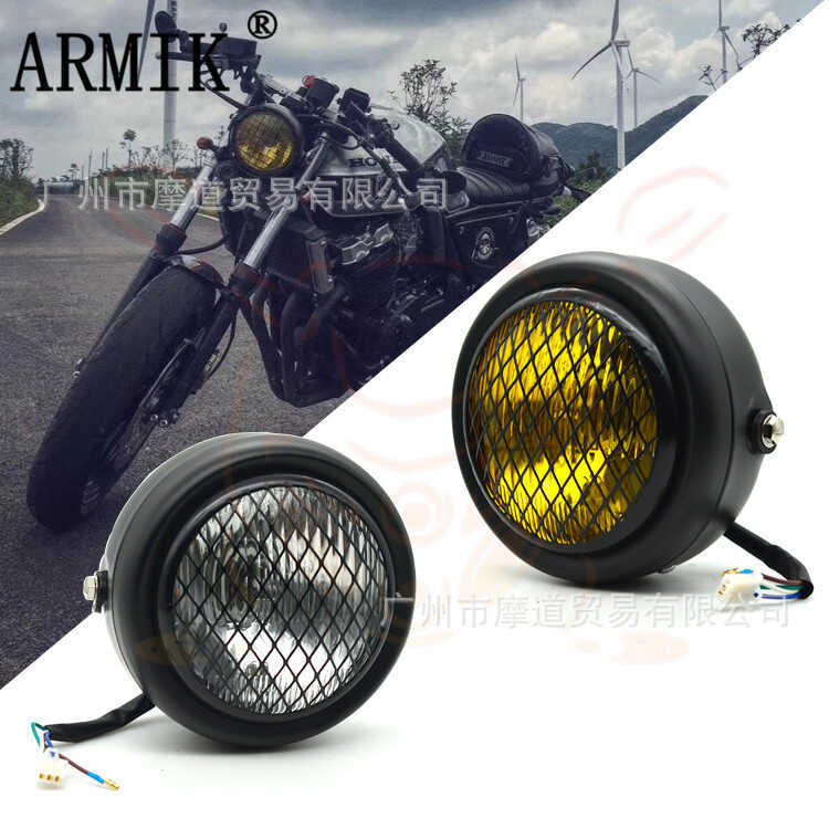 Đèn Pha Hàng Rào Xe Máy CG125 GN125 Sửa Đổi Retro Đèn Pha Lưới Retro Đèn Pha