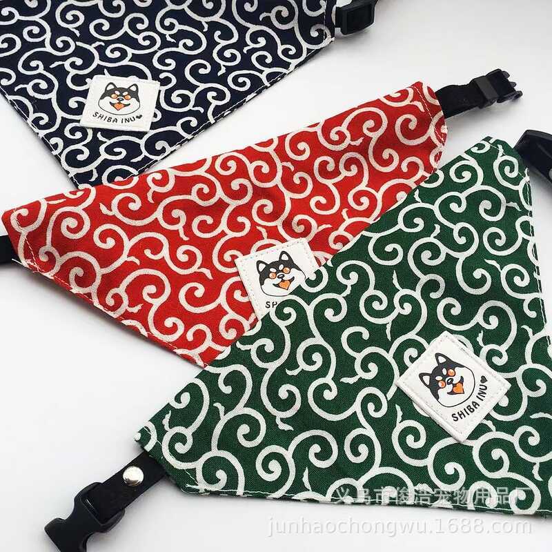 Handmade Nhật Bản Cổ Điển Tangcao Họa Tiết Shiba Inu Lớn Nhỏ Chó Akita Inu Tam Giác Khăn Nước Bọt Kh