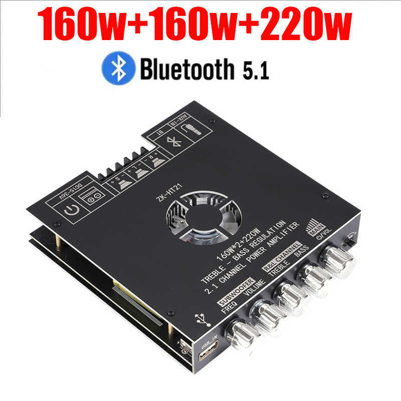 ZK-HT21 Nhà máy kỹ thuật số Bluetooth Bán hàng trực tiếp TDA7498E Điều chỉnh nặng nề Loa siêu trầm đ