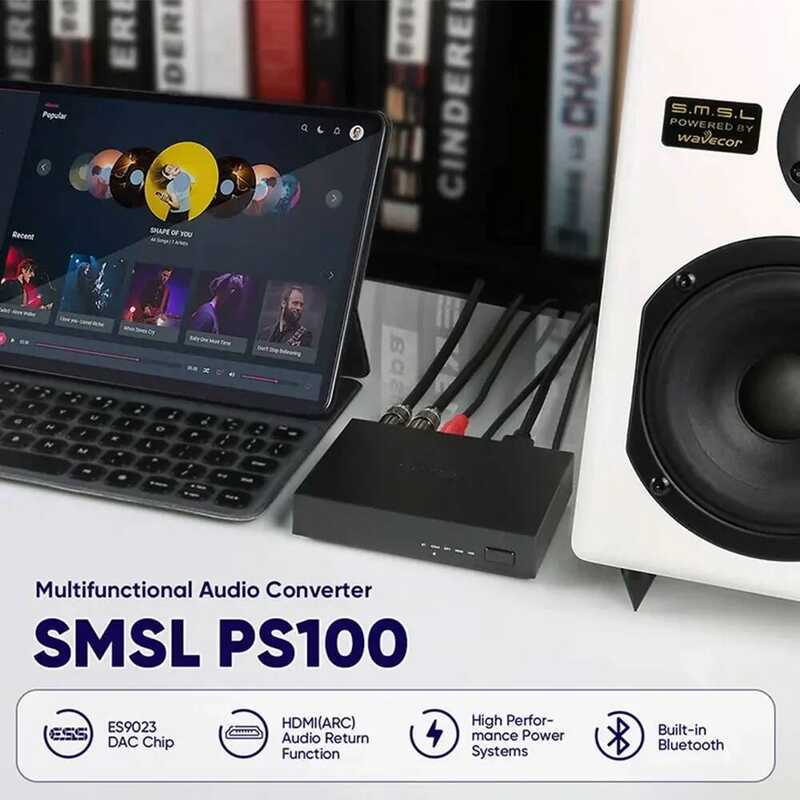Bộ chuyển đổi âm thanh đa năng SMSL PS100 HDMI ARC ES9023 DAC Chip - Chính Hãng