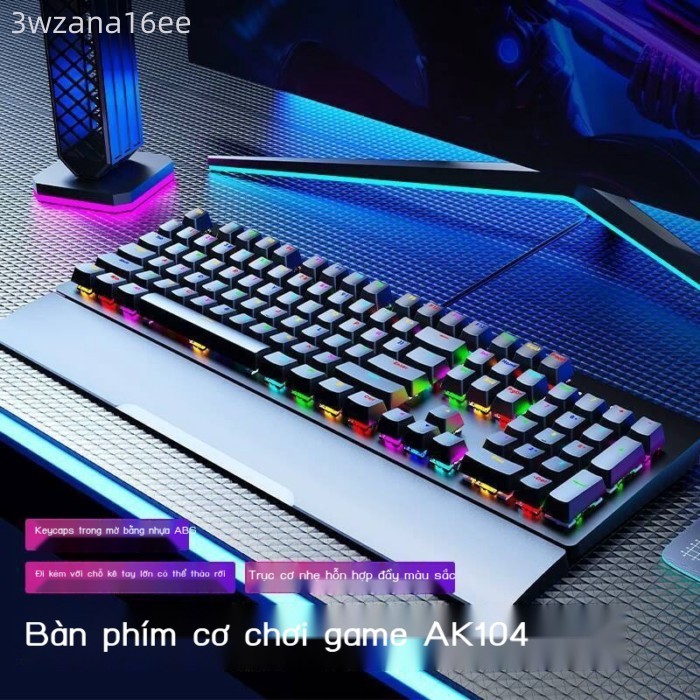 [ Siêu Tiết kiệm] Bàn cơ AK104 True Mechanical Keyboard RGB đèn nền, kết nối USB dây, switch xanh c