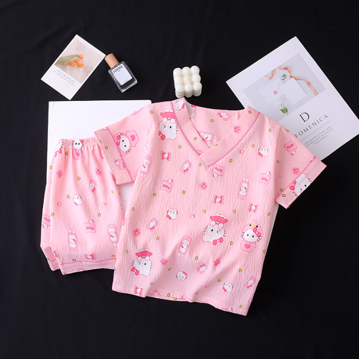 Flash Sale Baby Clothes Child Short Sleeve V-Neck Loungewear Simple Poly-cotton Boy's or Girl's Paja